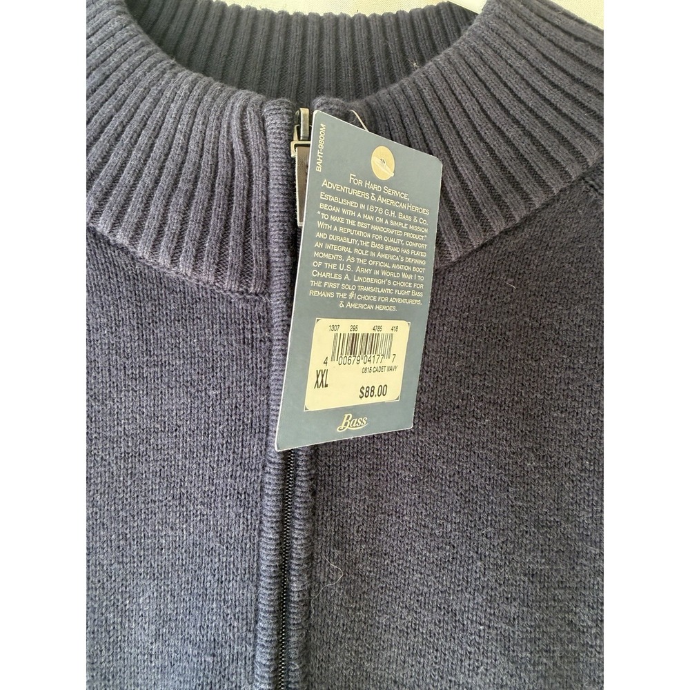 G.H. BASS 1/4 Zip Long Sleeve Pullover Blue Navy Sweater Men's XXL Mock Neck NWT - Picture 2 of 6